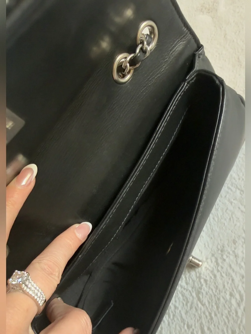 CHANEL Stud Wars Black Chevron Flap Bag Silver HW Rare